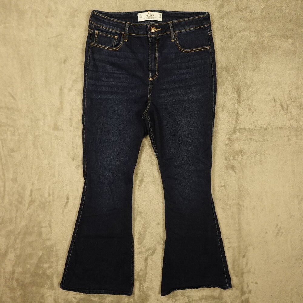 Hollister Curvy High-Rise Vintage Flare Jeans Size 15R W32 L32 Dark Wash Blue